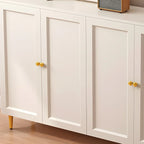 Cream Solid Wood Shoe Cabinet for Entryway with Doors