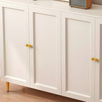 Cream Solid Wood Shoe Cabinet for Entryway with Doors