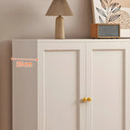 Cream Solid Wood Shoe Cabinet for Entryway with Doors