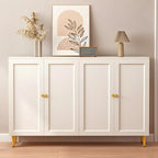 Cream Solid Wood Shoe Cabinet for Entryway with Doors