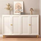 Cream Solid Wood Shoe Cabinet for Entryway with Doors