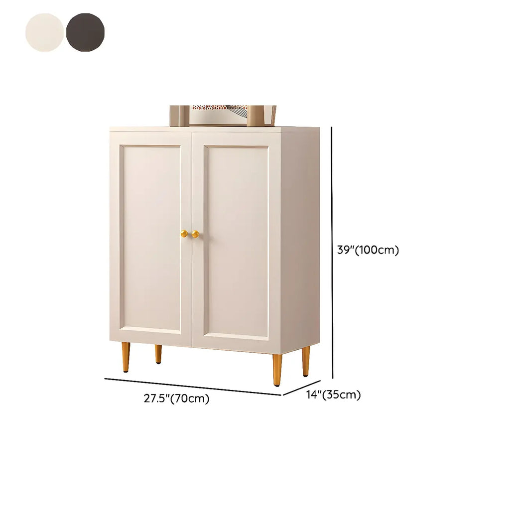 Cream Solid Wood Shoe Cabinet for Entryway with Doors
