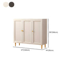 Cream Solid Wood Shoe Cabinet for Entryway with Doors