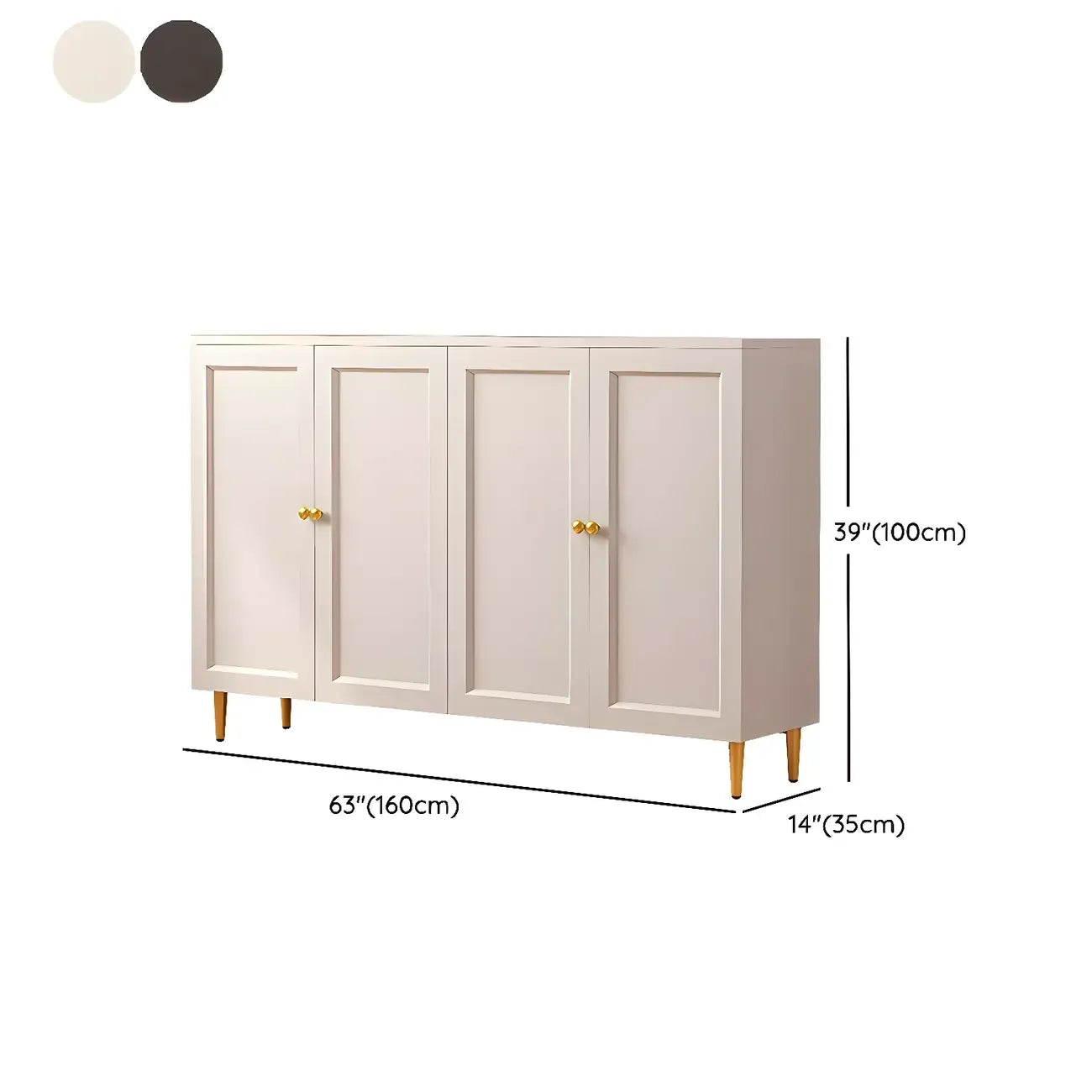 Cream Solid Wood Shoe Cabinet for Entryway with Doors
