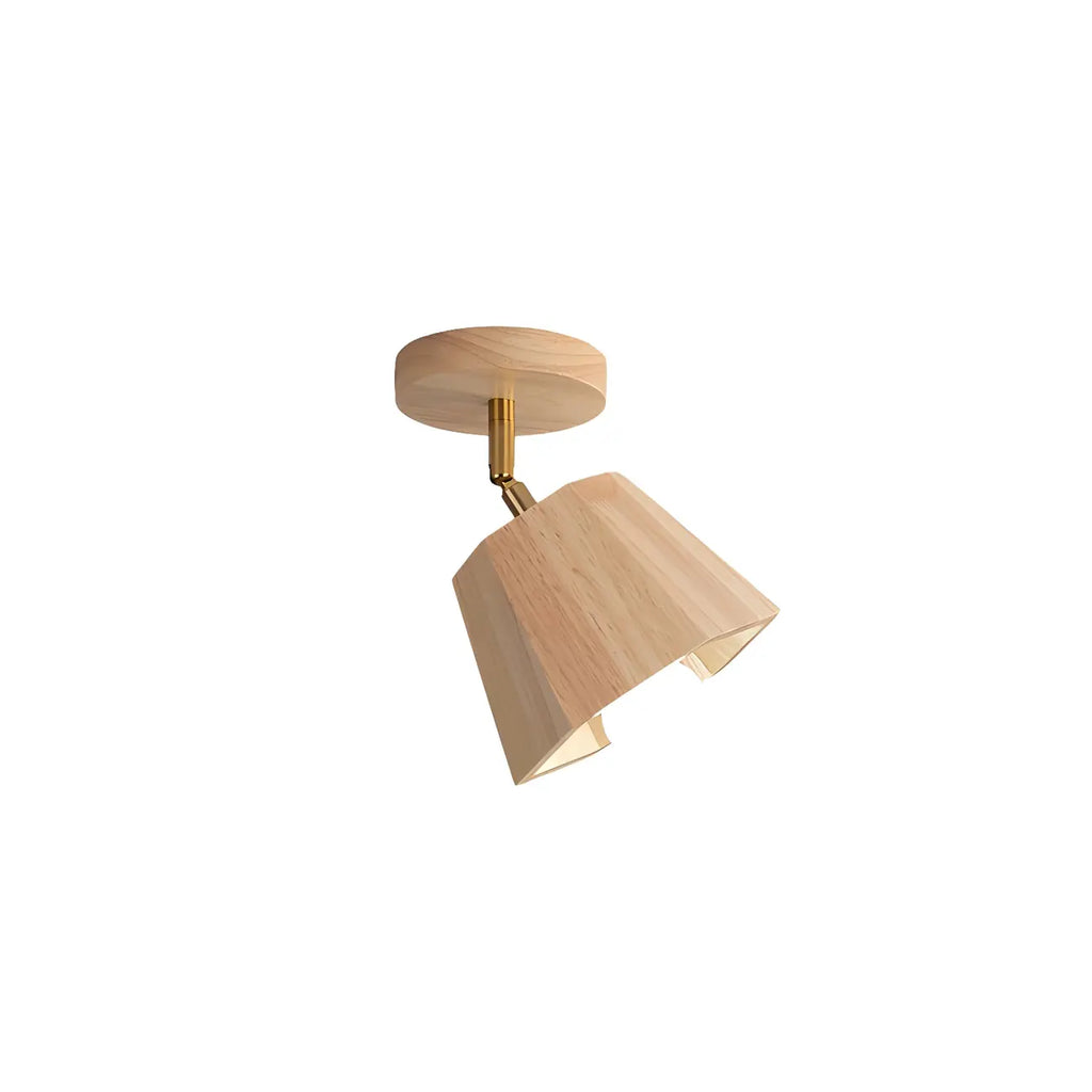 4-Light Adjustable Natural Rubber Wood Semi Flush Track Light