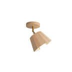4-Light Adjustable Natural Rubber Wood Semi Flush Track Light
