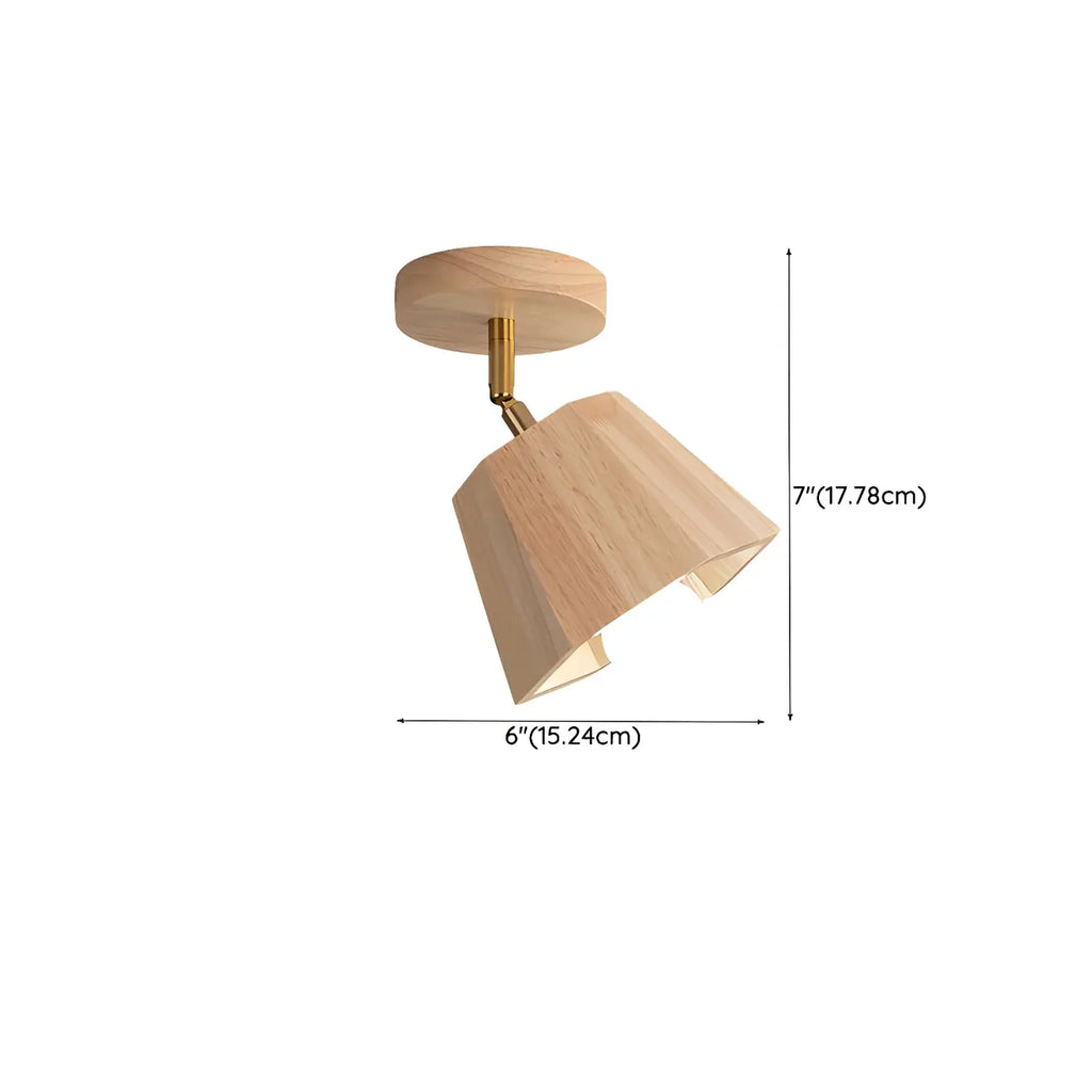 4-Light Adjustable Natural Rubber Wood Semi Flush Track Light