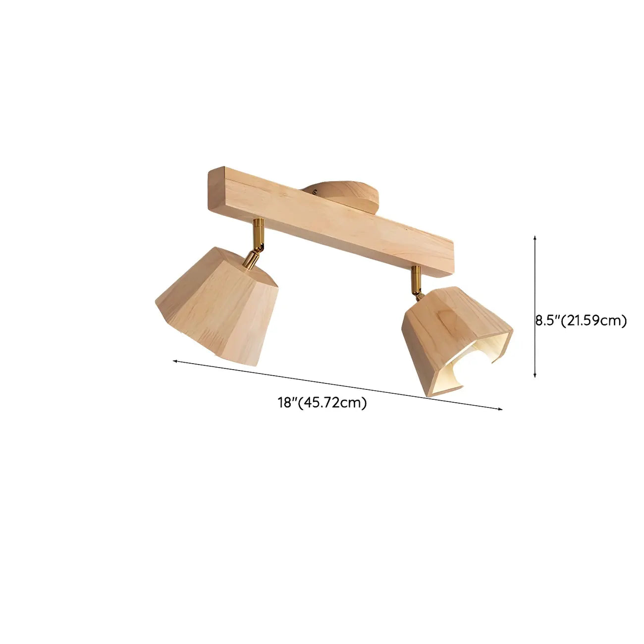 4-Light Adjustable Natural Rubber Wood Semi Flush Track Light