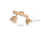 4-Light Adjustable Natural Rubber Wood Semi Flush Track Light