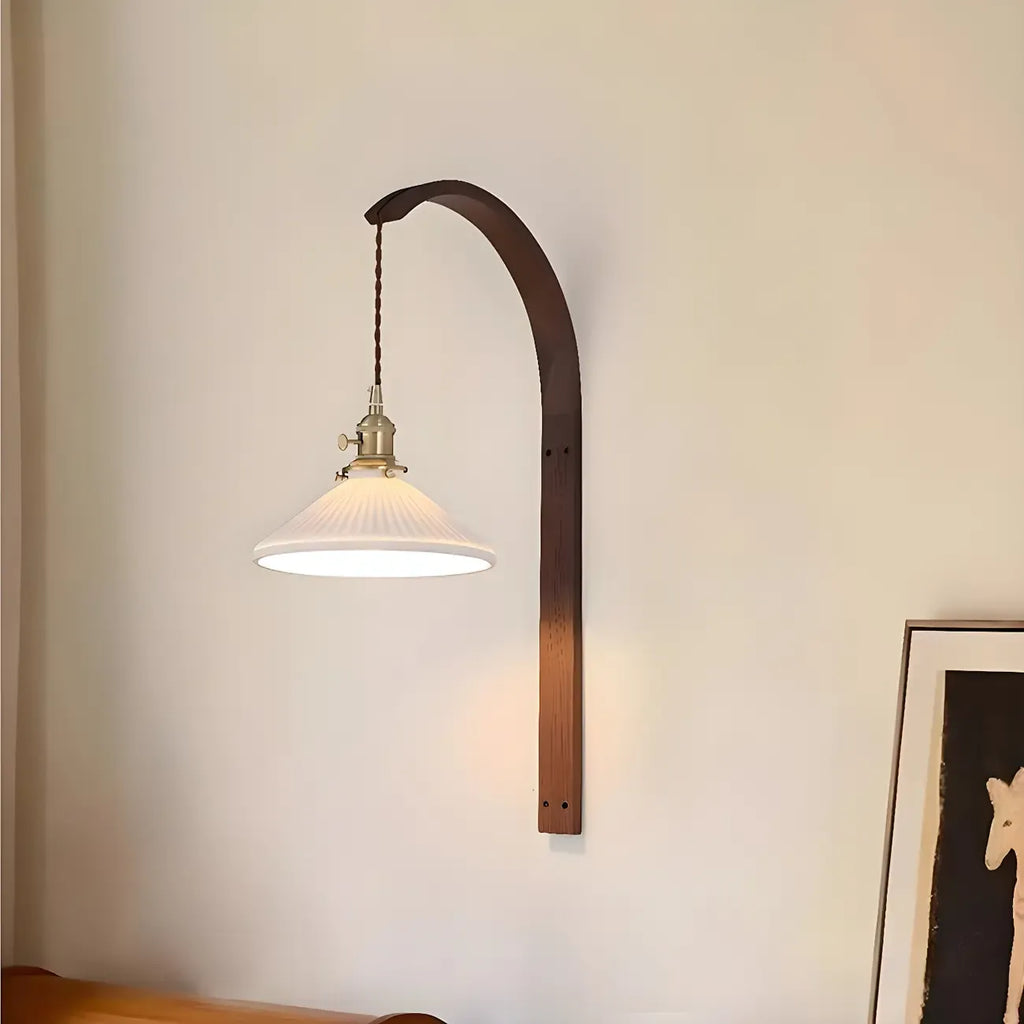 Simple Wood Brass Adjustable Wall Sconce