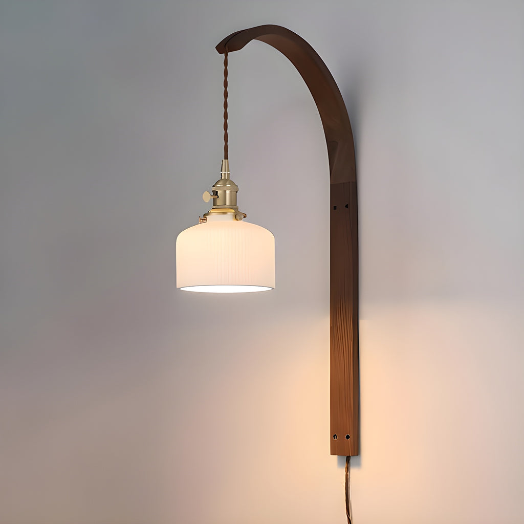 Simple Wood Brass Adjustable Wall Sconce