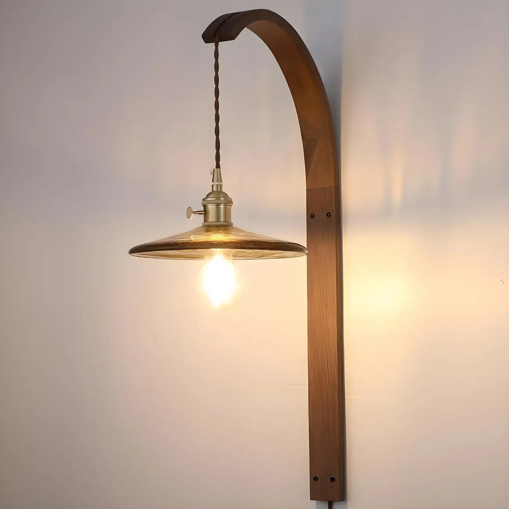 Simple Wood Brass Adjustable Wall Sconce