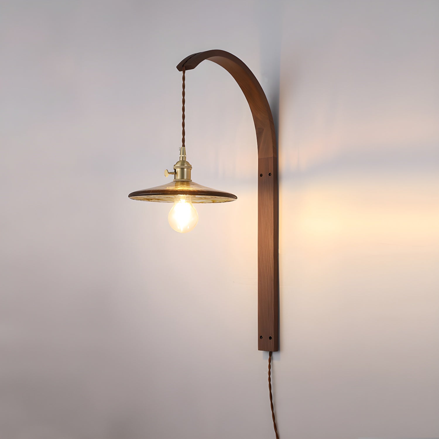 Simple Wood Brass Adjustable Wall Sconce