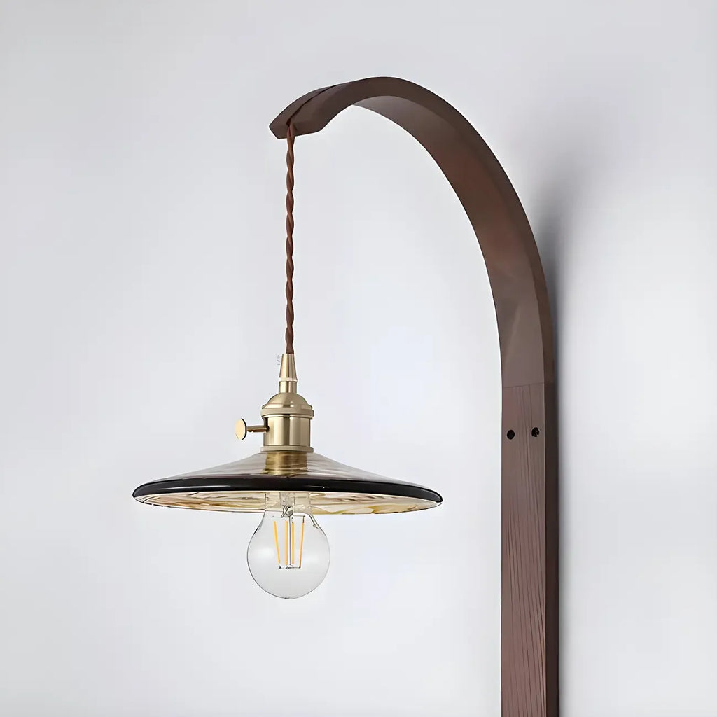 Simple Wood Brass Adjustable Wall Sconce
