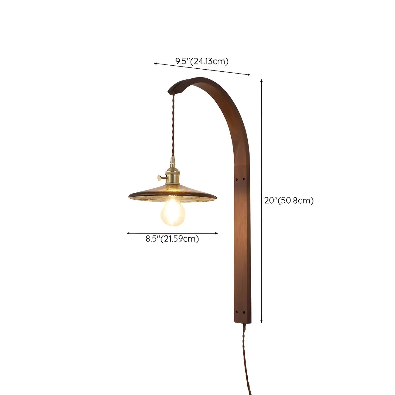 Simple Wood Brass Adjustable Wall Sconce