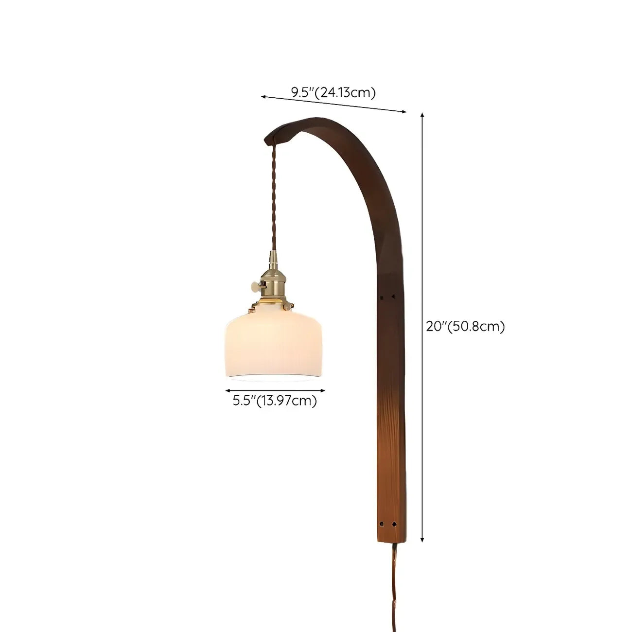 Simple Wood Brass Adjustable Wall Sconce
