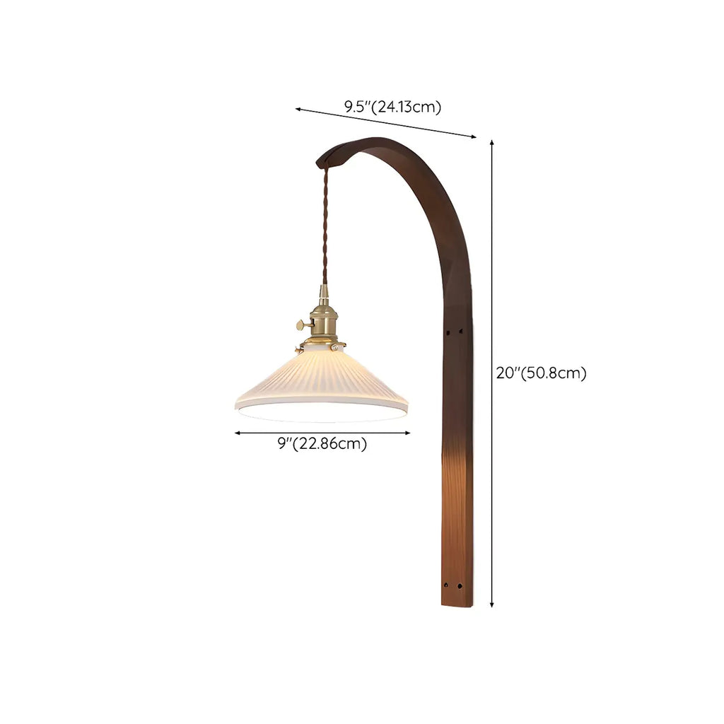 Simple Wood Brass Adjustable Wall Sconce