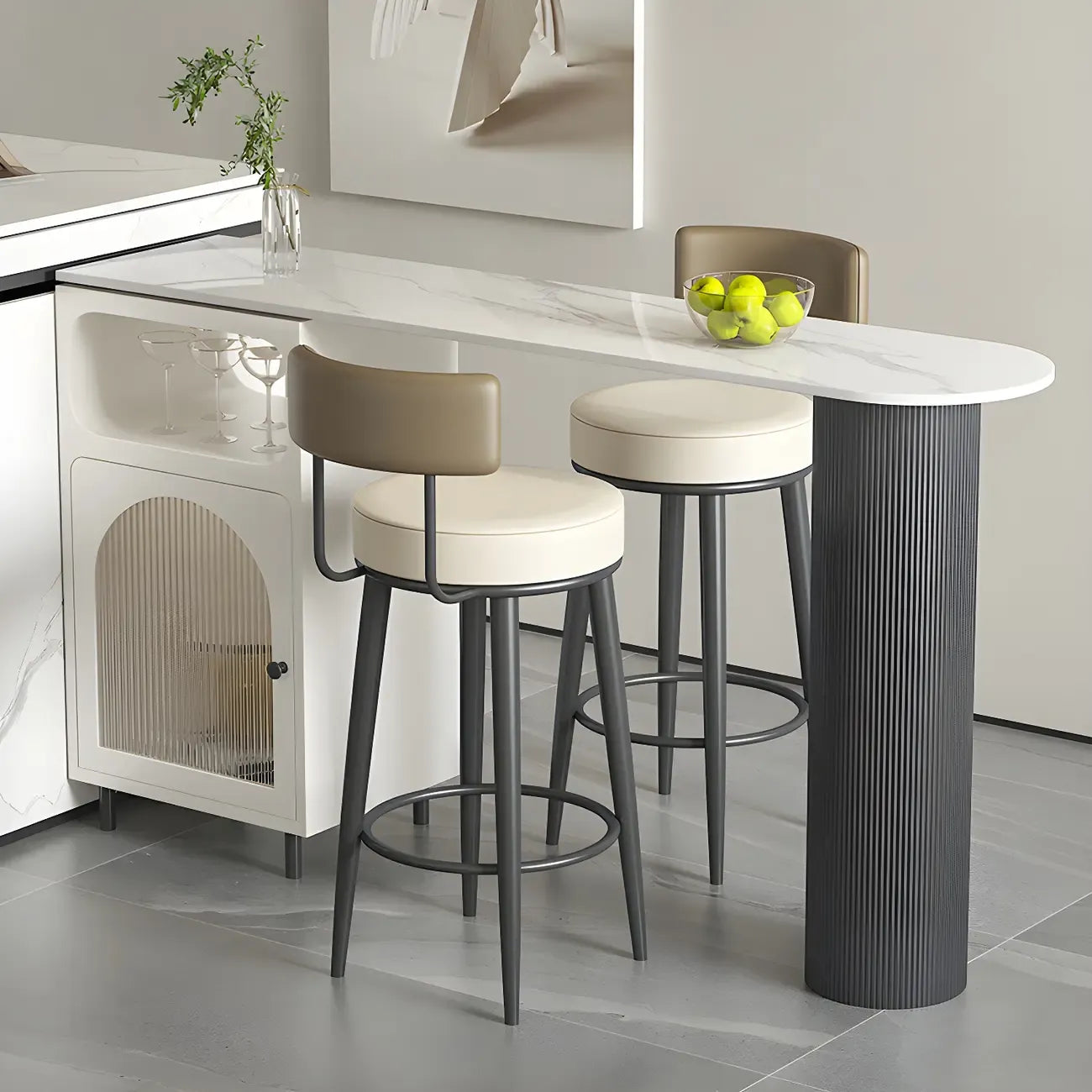 Modern Grey Stone Iron Storage Free Shape Bar Tables