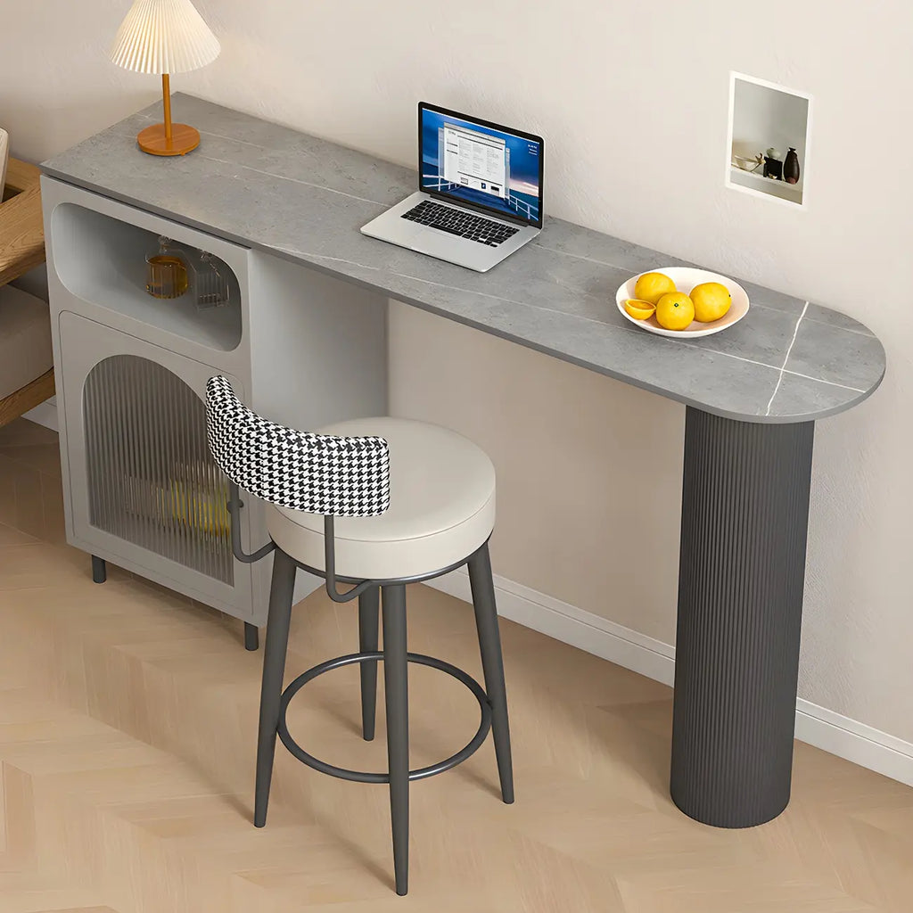 Modern Grey Stone Iron Storage Free Shape Bar Tables