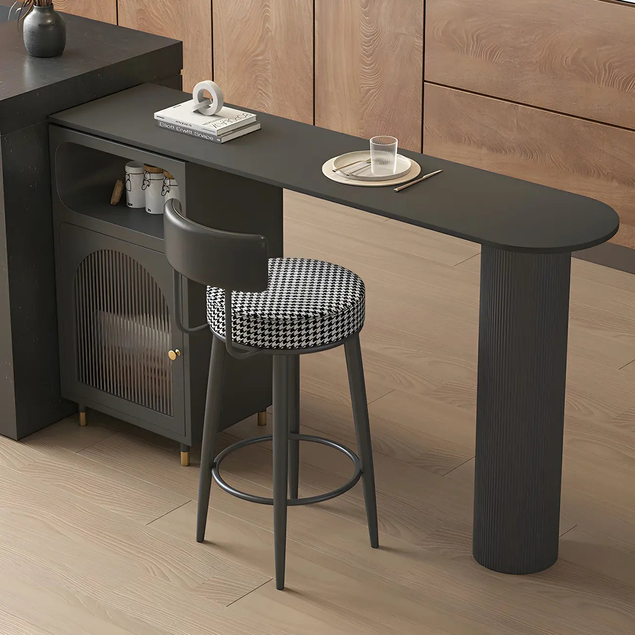 Modern Grey Stone Iron Storage Free Shape Bar Tables
