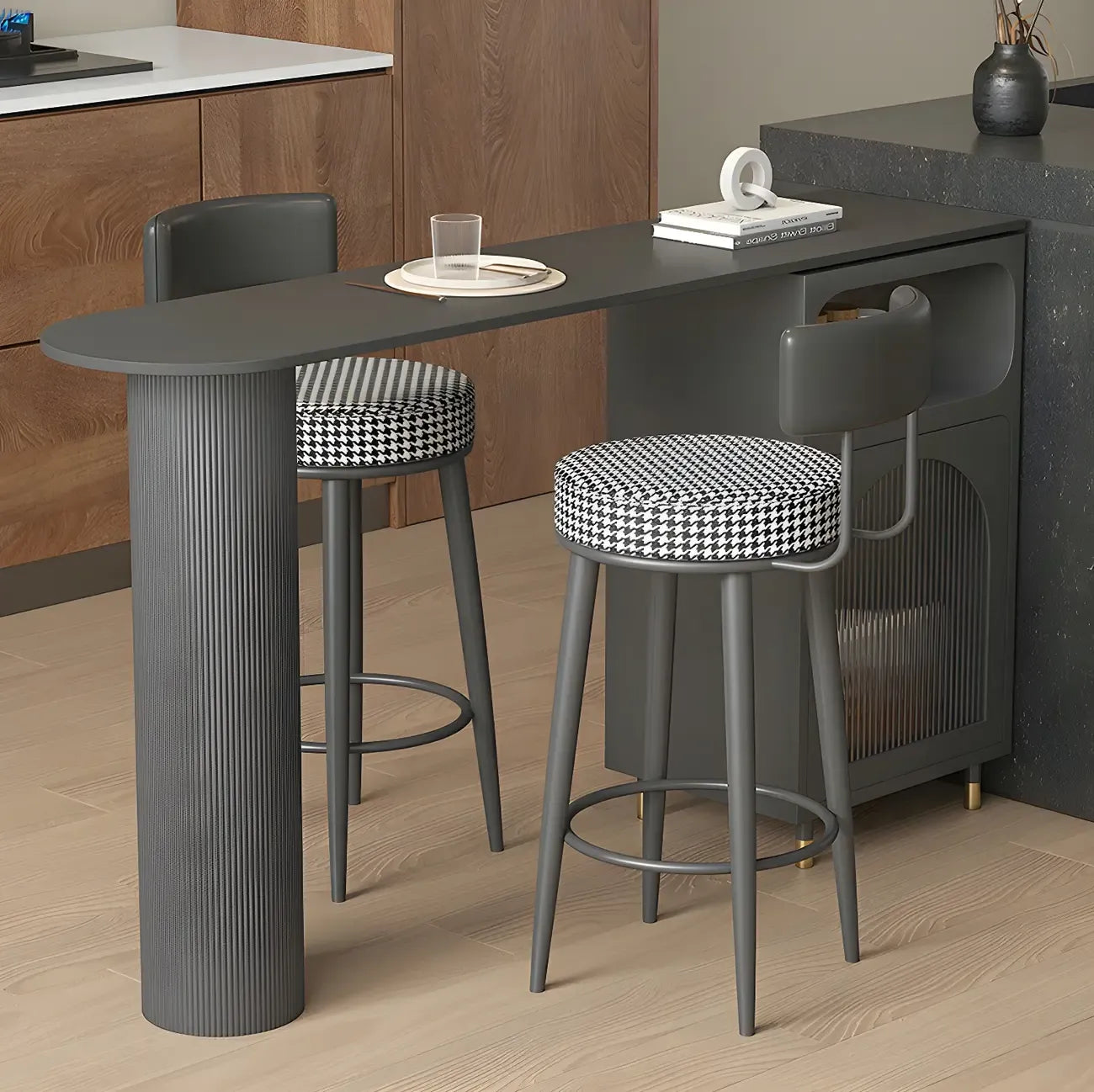 Modern Grey Stone Iron Storage Free Shape Bar Tables