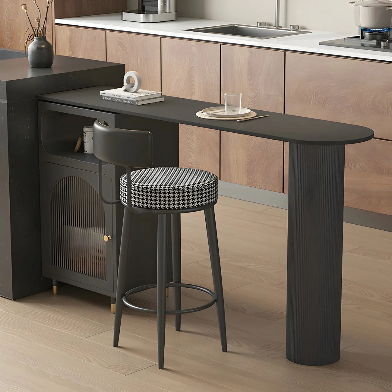 Modern Grey Stone Iron Storage Free Shape Bar Tables