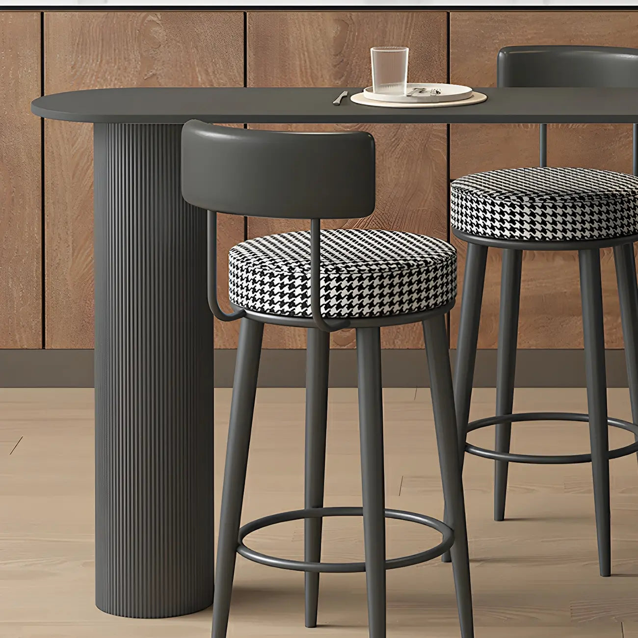 Modern Grey Stone Iron Storage Free Shape Bar Tables