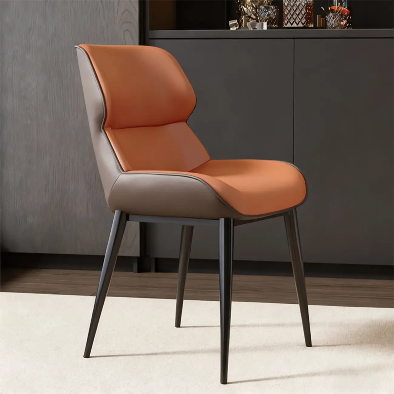 Modern Faux Leather Wingback Dining Chair Set of 2