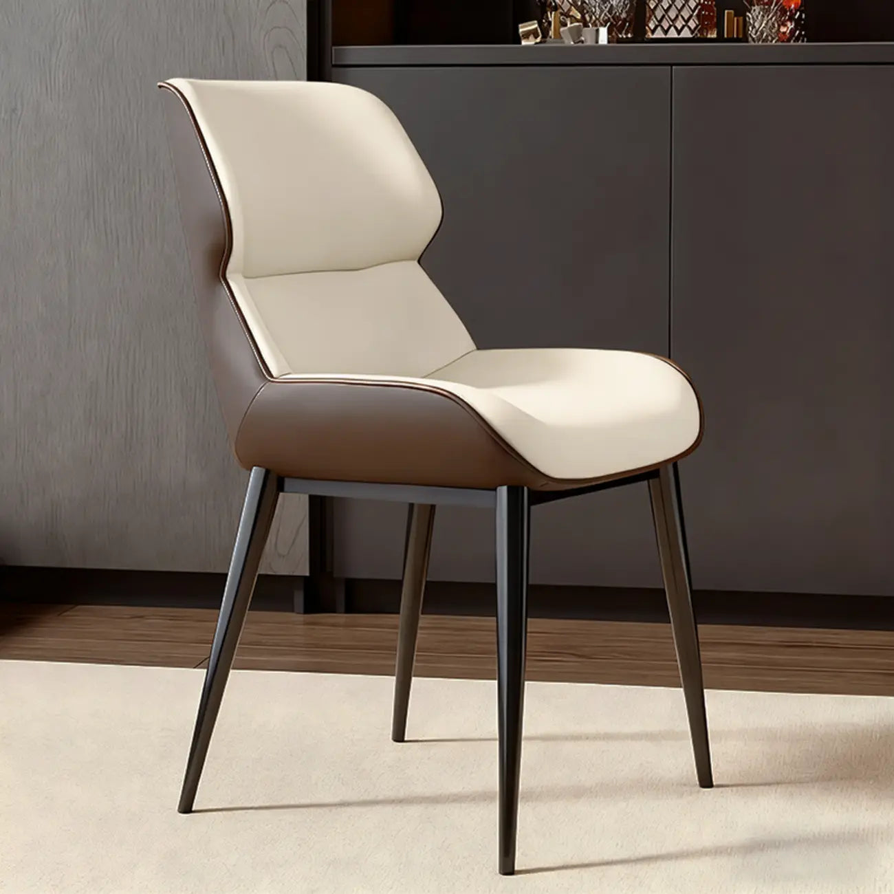 Modern Faux Leather Wingback Dining Chair Set of 2