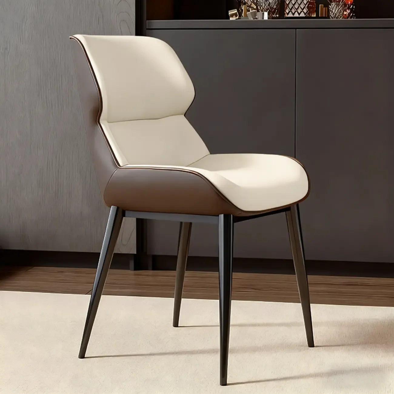 Modern Faux Leather Wingback Dining Chair Set of 2