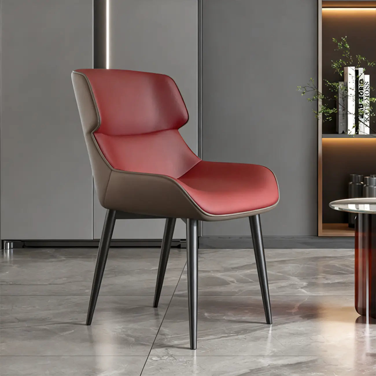 Modern Faux Leather Wingback Dining Chair Set of 2