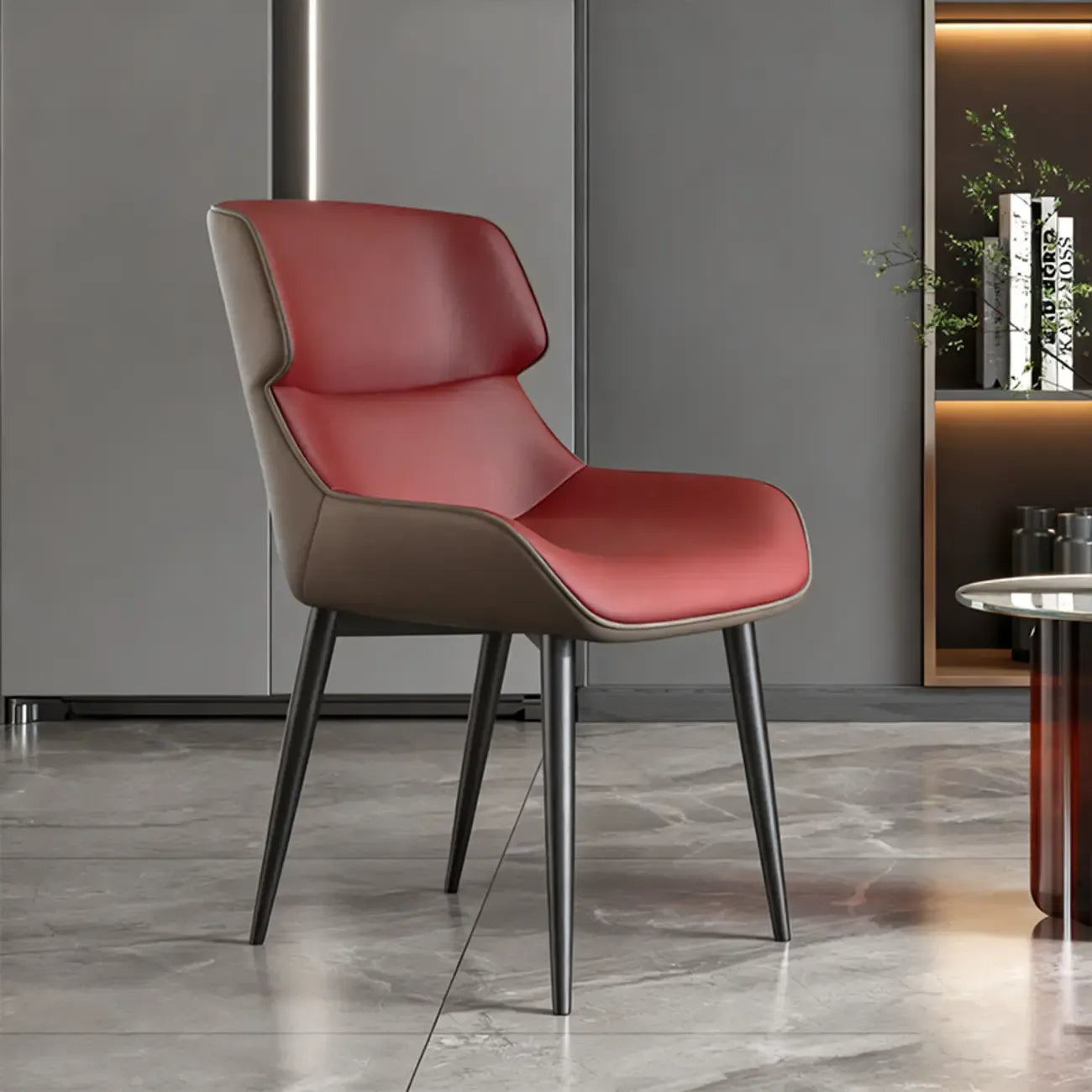 Modern Faux Leather Wingback Dining Chair Set of 2