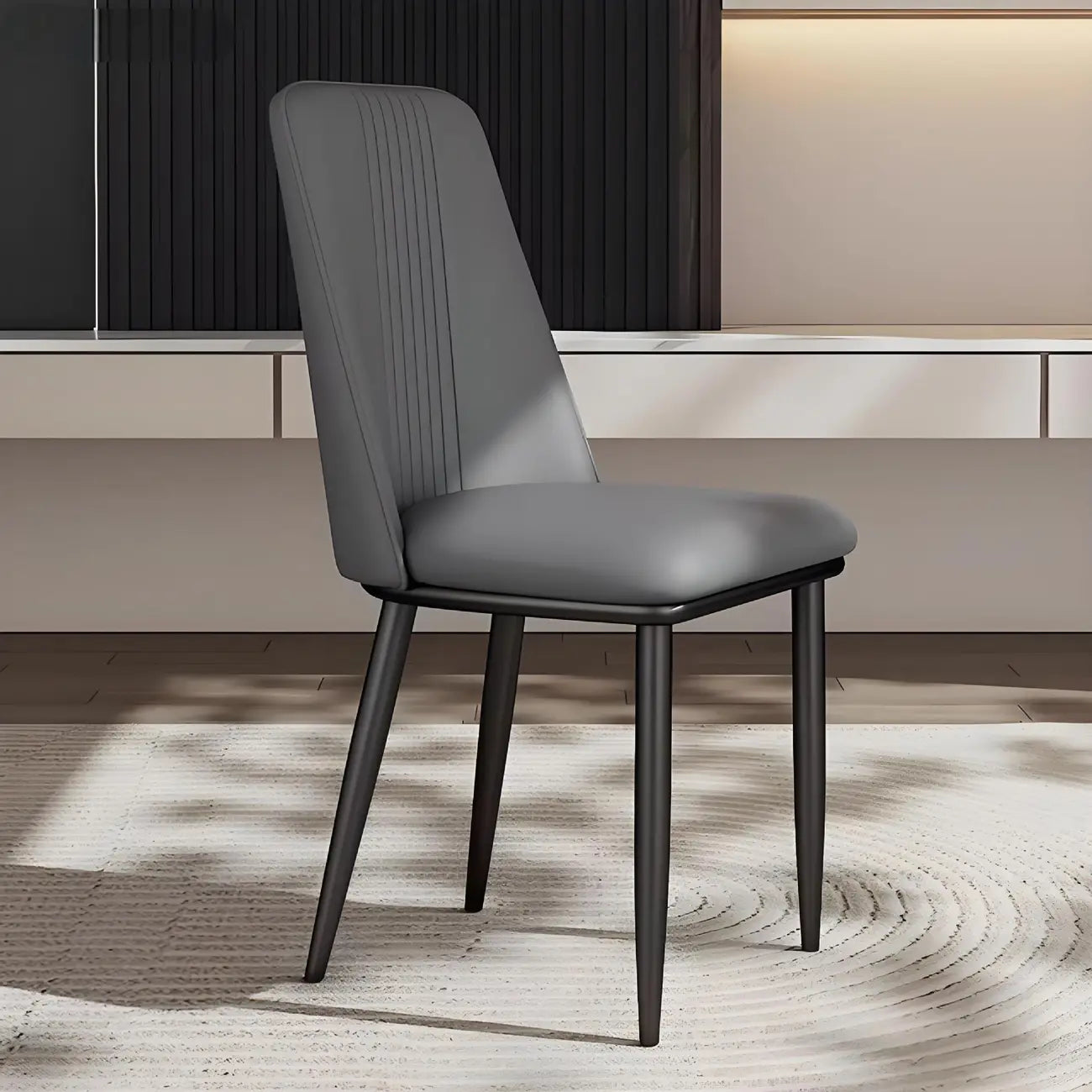 Modern Faux Leather Metal Frame Dining Chair Set of 2