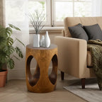 Modern Wood Hourglass End Table for Living Room