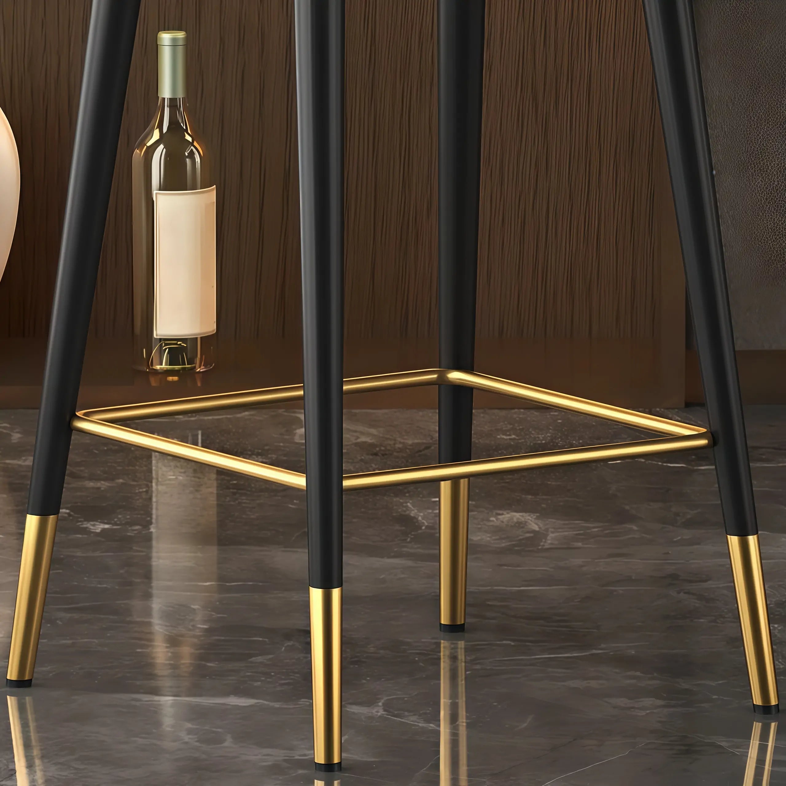 Art Deco Leather Bucket Cushioned Bar Stool
