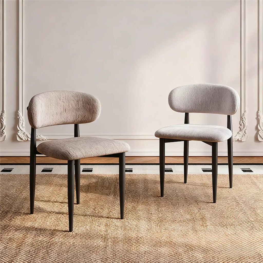 Vintage Chenille Low Back Armless Dining Chair Set of 2