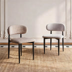 Vintage Chenille Low Back Armless Dining Chair Set of 2