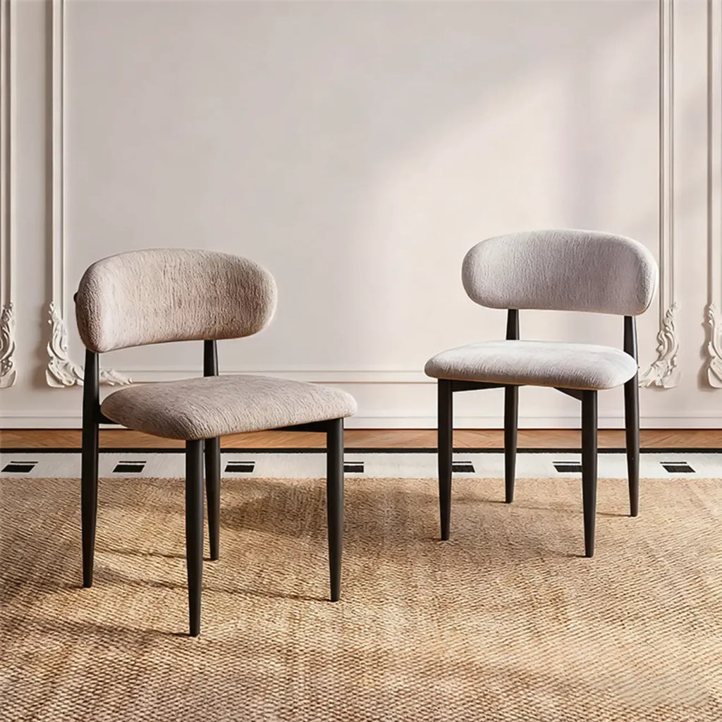Vintage Chenille Low Back Armless Dining Chair Set of 2