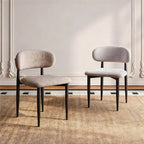 Vintage Chenille Low Back Armless Dining Chair Set of 2