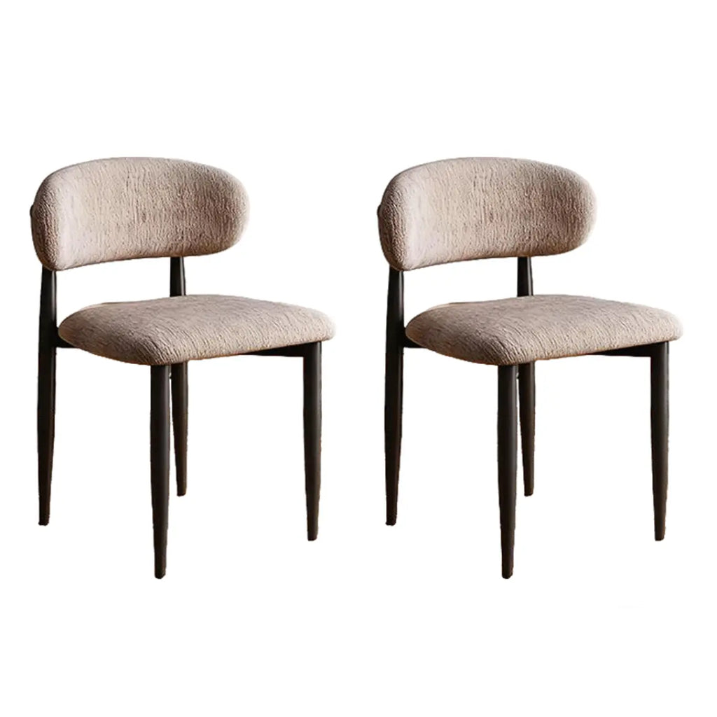 Vintage Chenille Low Back Armless Dining Chair Set of 2