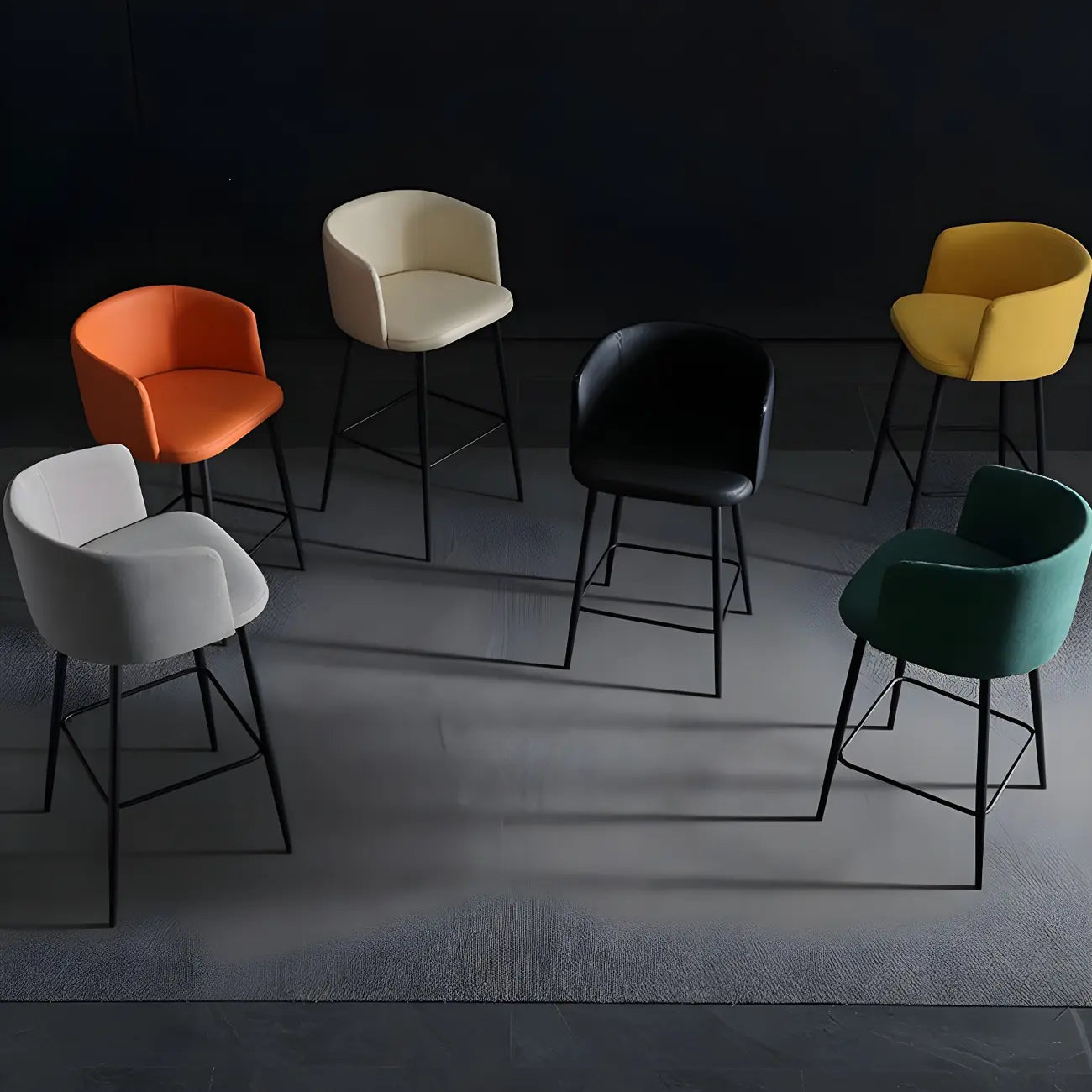 Bucket Faux Leather Wingback Counter Height Bar Stools