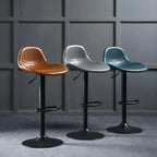 Traditional Leather Adjustable Bar Stools with Backrest for Home