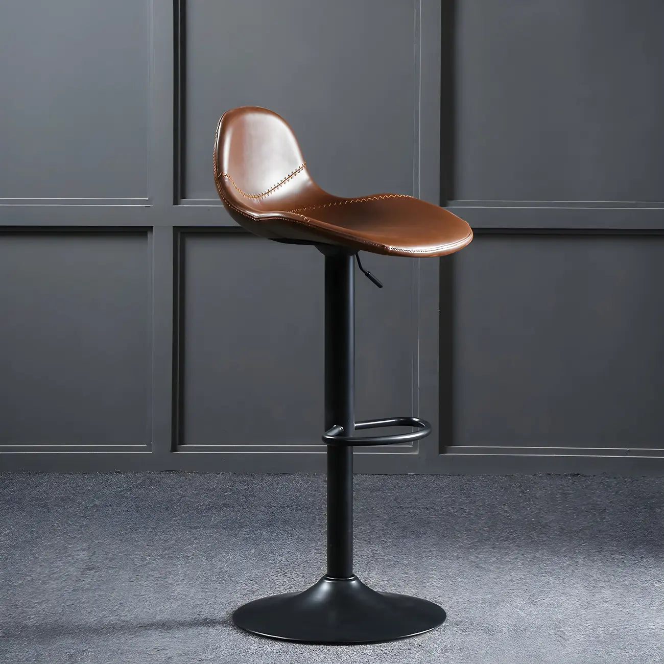 Traditional Leather Adjustable Bar Stools with Backrest for Home