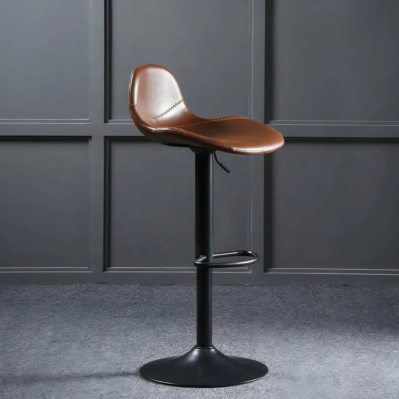 Traditional Leather Adjustable Bar Stools with Backrest for Home