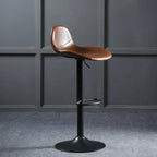 Traditional Leather Adjustable Bar Stools with Backrest for Home