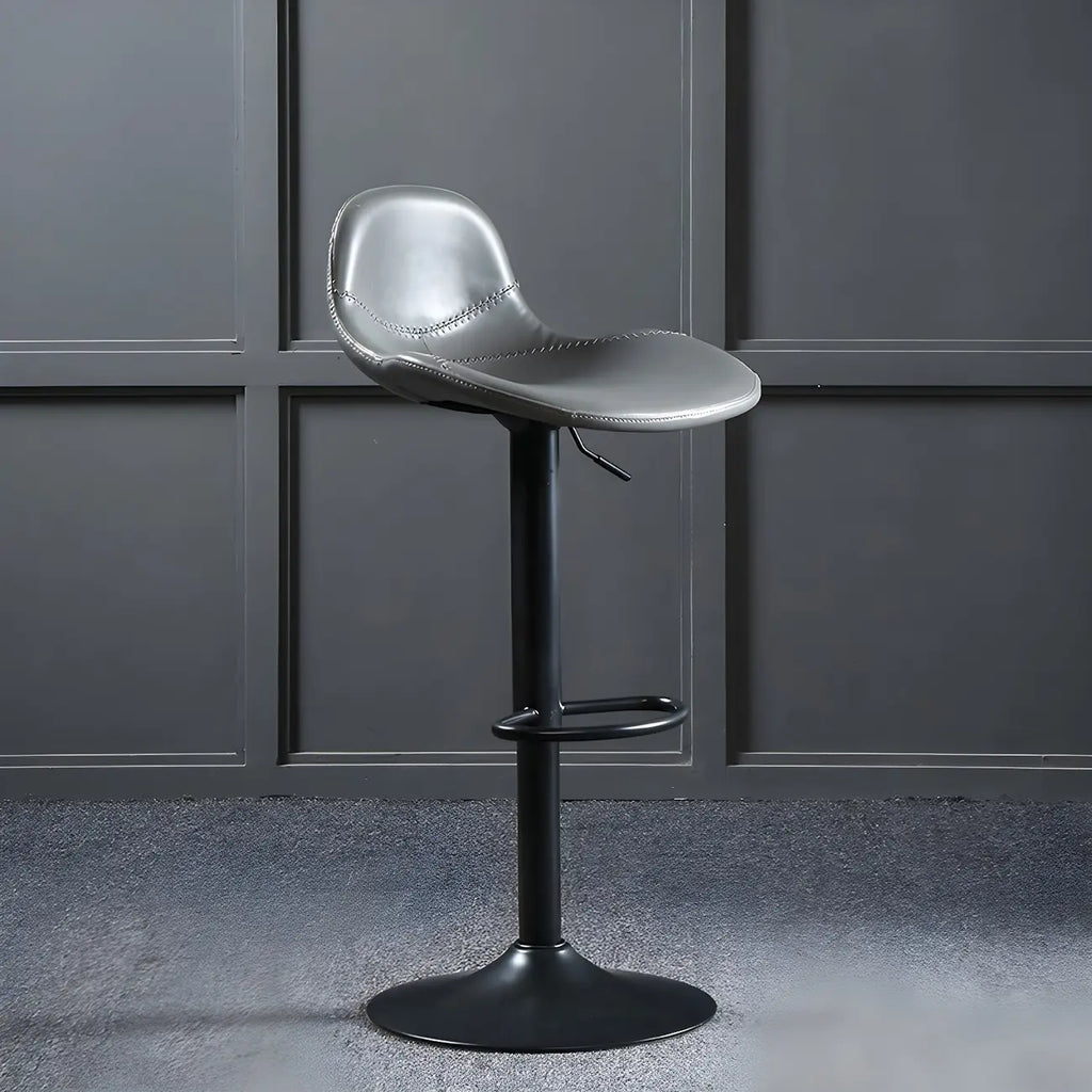 Traditional Leather Adjustable Bar Stools with Backrest for Home