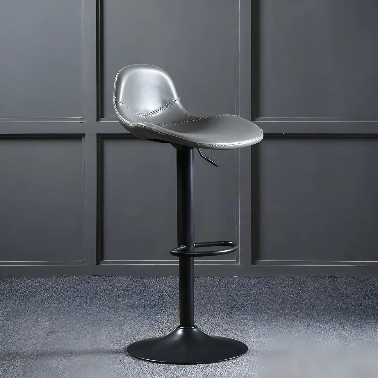 Traditional Leather Adjustable Bar Stools with Backrest for Home