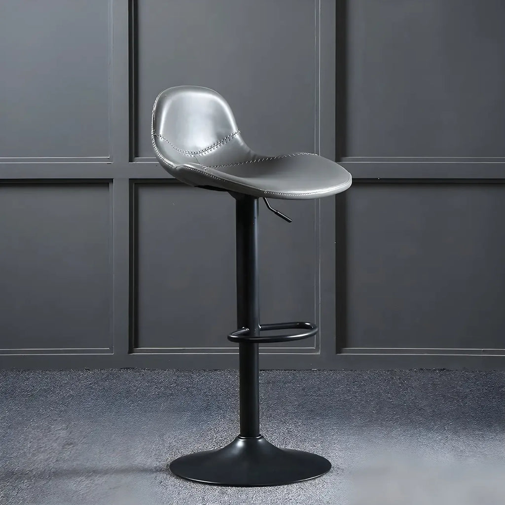 Traditional Leather Adjustable Bar Stools with Backrest for Home