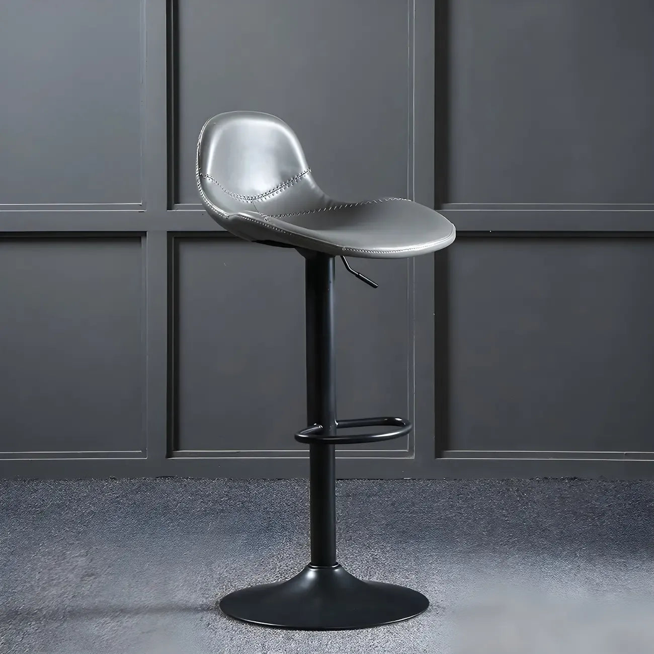 Traditional Leather Adjustable Bar Stools with Backrest for Home