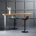 Traditional Leather Adjustable Bar Stools with Backrest for Home